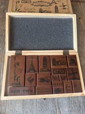 Vintage Travel Stamp Set in Box. NWT